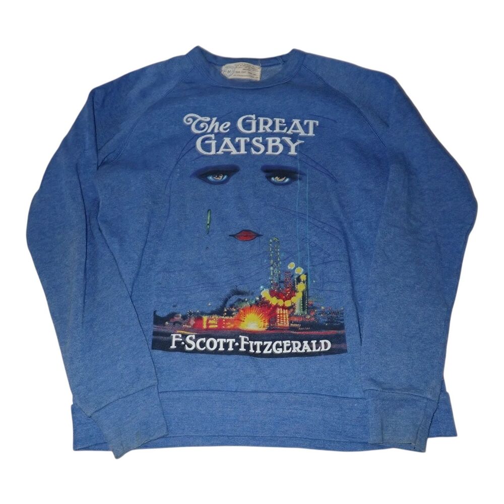 Out of Print Sweatshirt Unisex M The Great Gatsby F Scott Fitzgerald Blue
